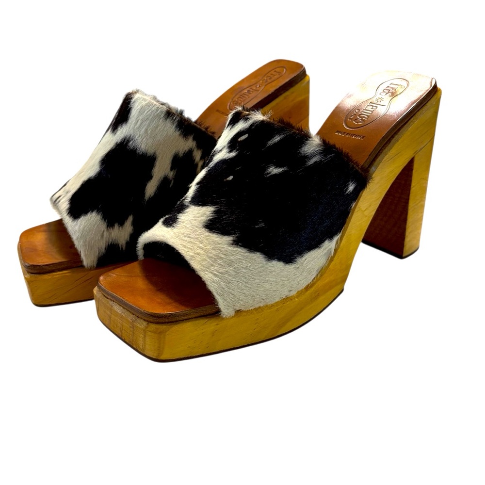 Free Lance Paris Shoes Calf Hair Platform Sandal Animal Print Size38 EU is US 7